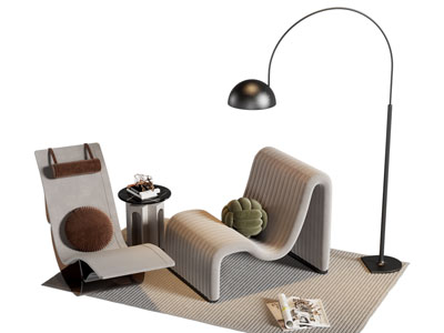 现代休闲椅子 躺椅 落地灯