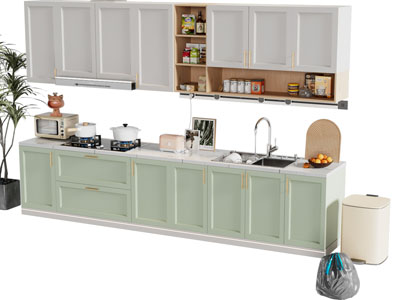 现代轻奢整体橱柜 厨具摆件组合