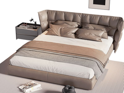 现代双人床 床头柜