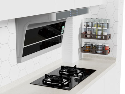 现代抽油烟机 燃气灶 调料瓶置物架