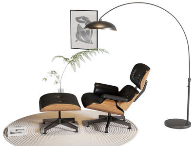 法式休闲椅子 脚踏 落地灯