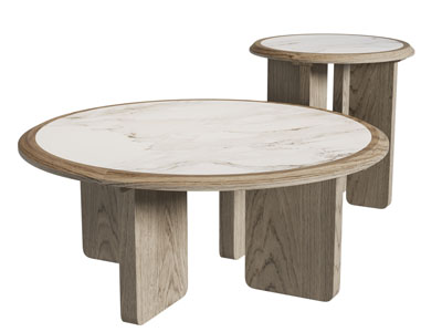 侘寂风圆形拼接茶几边几