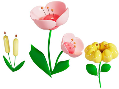 现代卡通花朵花卉美陈