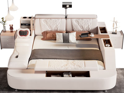 现代智能按摩双人床 床头柜