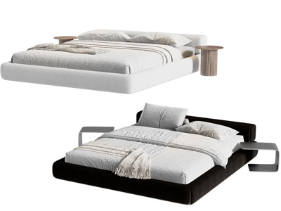 现代布艺双人床