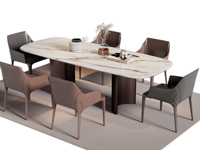现代大理石餐桌椅组合