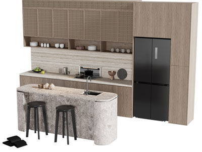 侘寂风整体橱柜 厨房中岛吧台