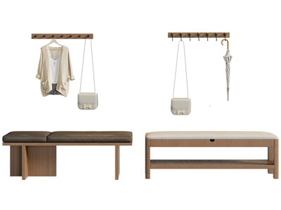 现代玄关换鞋凳子 衣架