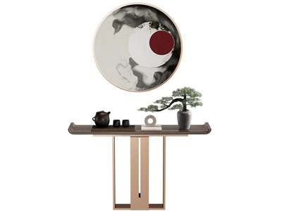 新中式端景台 墙饰挂件3d模型 新中式端景台 墙饰挂件