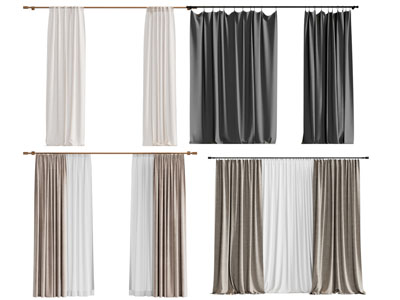 现代布艺窗帘窗纱3d模型 现代布艺窗帘窗纱