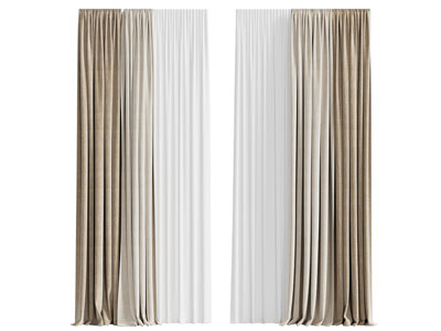 现代布艺窗帘窗纱3d模型 现代布艺窗帘窗纱