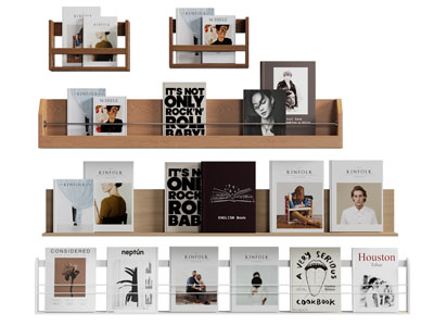 现代墙面实木书刊杂志收纳架