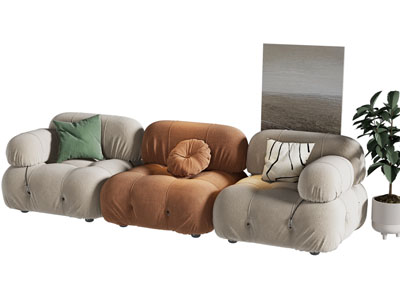 现代拼接多人沙发3d模型 现代拼接多人沙发