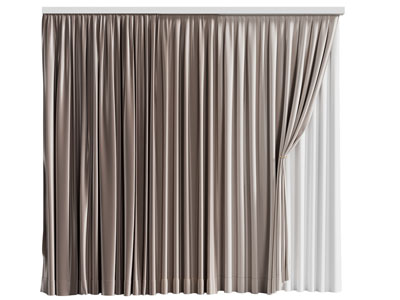 现代布艺窗帘窗纱3d模型 现代布艺窗帘窗纱