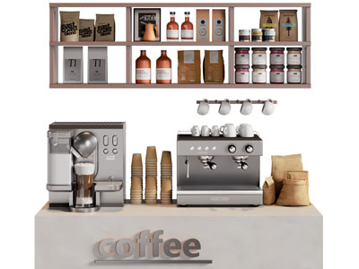 现代咖啡机 茶具杯子 咖啡豆 咖啡用品