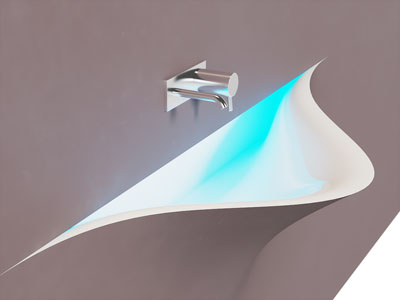 现代嵌入墙面的洗手池 洗手盆 水龙头