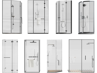 现代玻璃淋浴房3d模型 现代玻璃淋浴房