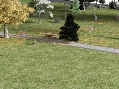 现代公园景观小品 道路 草地