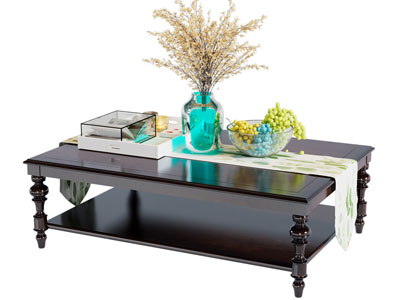 美式长方形实木茶几