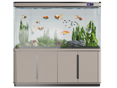 新中式带收纳柜的鱼缸水族