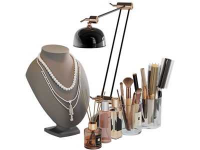 现代化妆品 台灯摆件组合