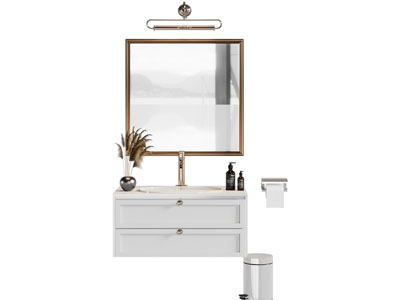 现代悬挂式洗手台 镜子 浴室柜