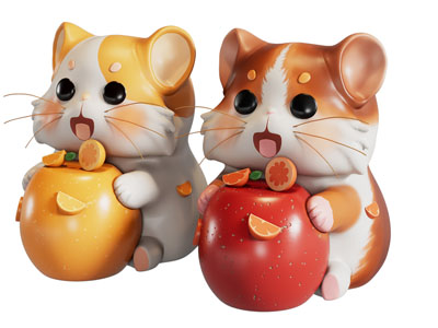 现代卡通动物玩偶摆件组合