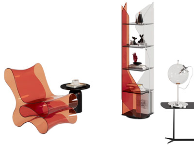 现代亚克力休闲椅子 装饰柜 边几