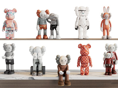 现代暴力熊 Kaws公仔雕塑雕刻摆件组合3d模型 现代暴力熊 Kaws公仔雕塑雕刻摆件组合