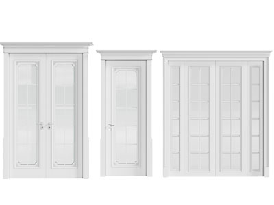 简欧双开门 玻璃门 平开门 大门3d模型 简欧双开门 玻璃门 平开门 大门