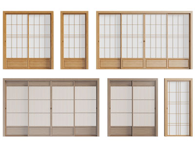 日式实木边框推拉门 平开门