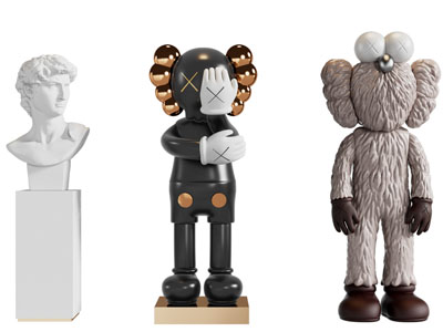 现代Kaws公仔雕塑雕刻摆件组合