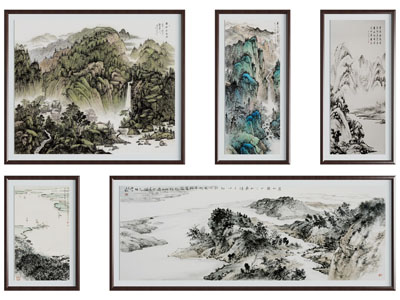 新中式山水装饰挂画3d模型 新中式山水装饰挂画