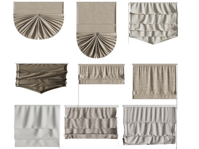 现代罗马窗帘 卷帘 布帘3d模型 现代罗马窗帘 卷帘 布帘