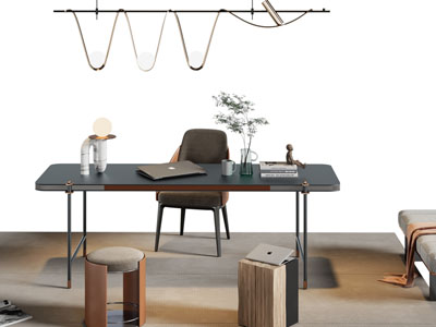 现代书桌椅组合3d模型 现代书桌椅组合