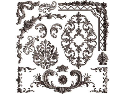 欧式雕花装饰构件3d模型 欧式雕花装饰构件
