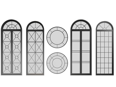 法式拱形玻璃平开窗户