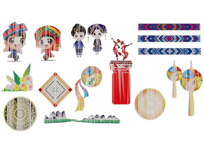 现代中国少数民族图案墙饰 剪影 挂件