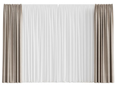 现代布艺窗帘窗纱3d模型 现代布艺窗帘窗纱