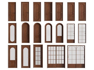 现代中古风拱形木门 推拉门 平开门 房门 玻璃门