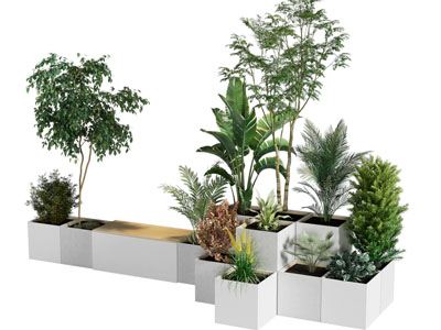 现代户外景观花池 公共椅子