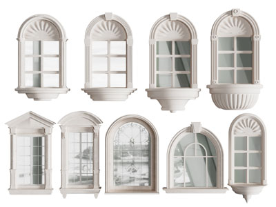 欧式拱形平开窗户