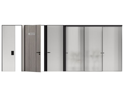 现代办公长虹玻璃隔断 平开门 木门