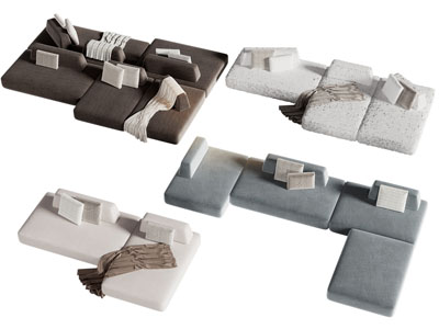 现代布艺多人沙发3d模型 现代布艺多人沙发