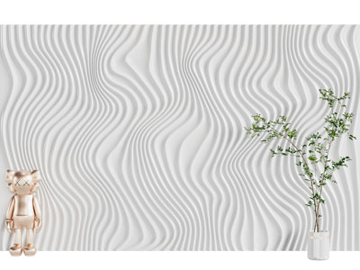 现代波浪纹理的造型背景墙3d模型 现代波浪纹理的造型背景墙