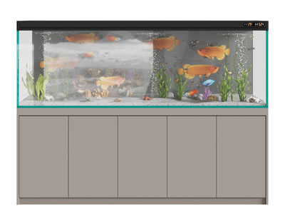 现代带收纳柜的鱼缸水族