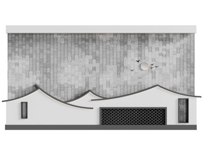 新中式徽派马头墙 建筑景观背景墙3d模型 新中式徽派马头墙 建筑景观背景墙