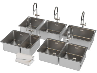 现代不锈钢洗菜盆 水龙头