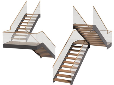 现代玻璃扶手旋转楼梯3d模型 现代玻璃扶手旋转楼梯