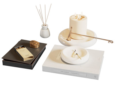 现代烛台 香薰 火柴 书本摆件组合